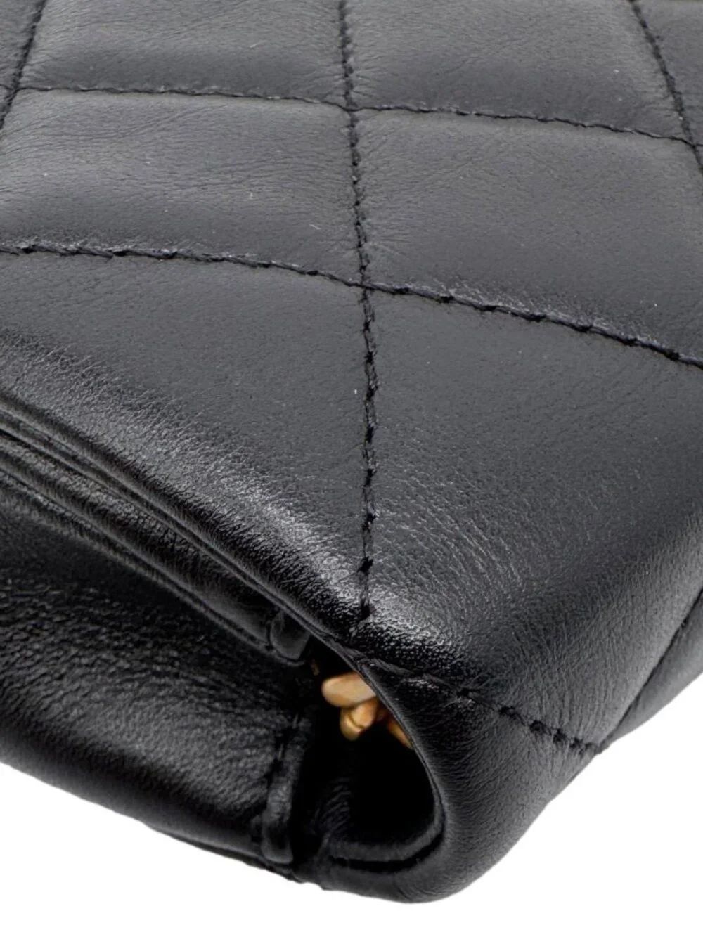 Chanel  Coco Mail Quilted Calfskin Leather Clutch With Chain Black